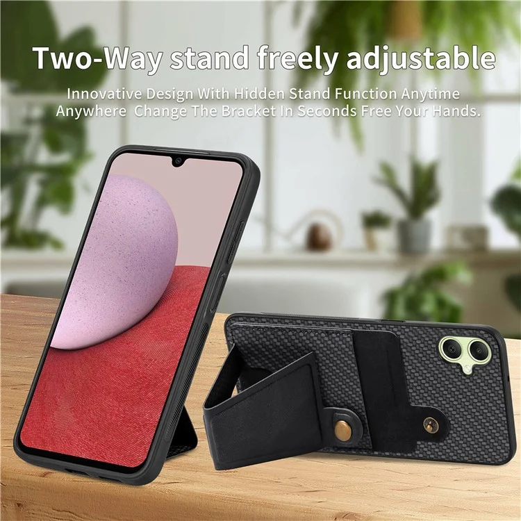 Для Samsung Galaxy A06 Case K-образное Кик-стенка Кожа+пк+tpu Phone Cover - Черный