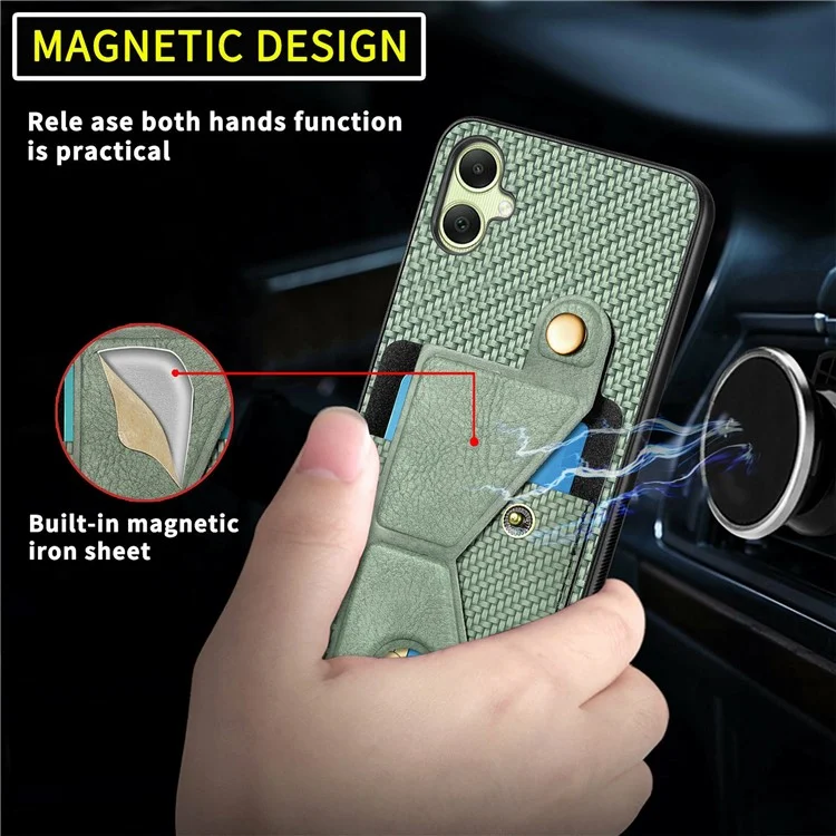 Для Samsung Galaxy A06 Case K-образное Кик-стенка Кожа+пк+tpu Phone Cover - Черный