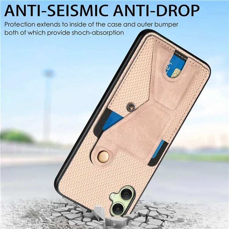 Для Samsung Galaxy A06 Case K-образное Кик-стенка Кожа+пк+tpu Phone Cover - Черный