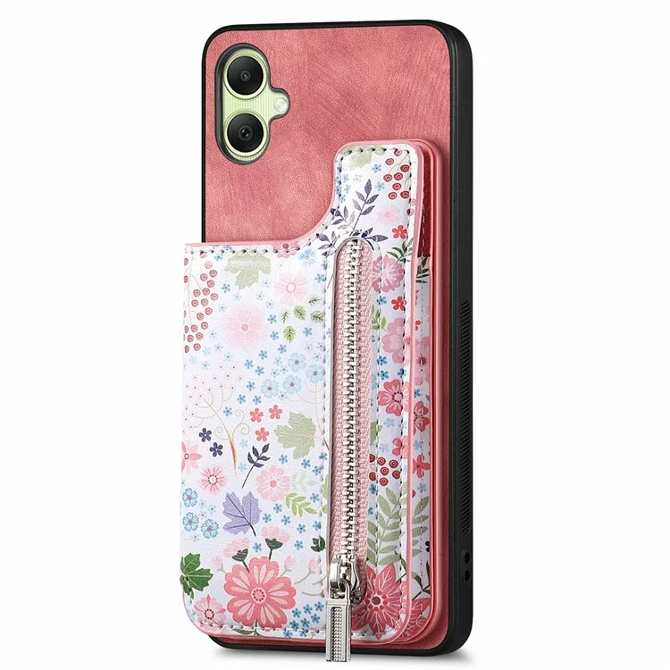 D10 Para Samsung Galaxy A06 Patrón de Estuche de Cuero de Billetera de Patada+tpu Telepubreña Bloqueo RFID RFID - Rosa