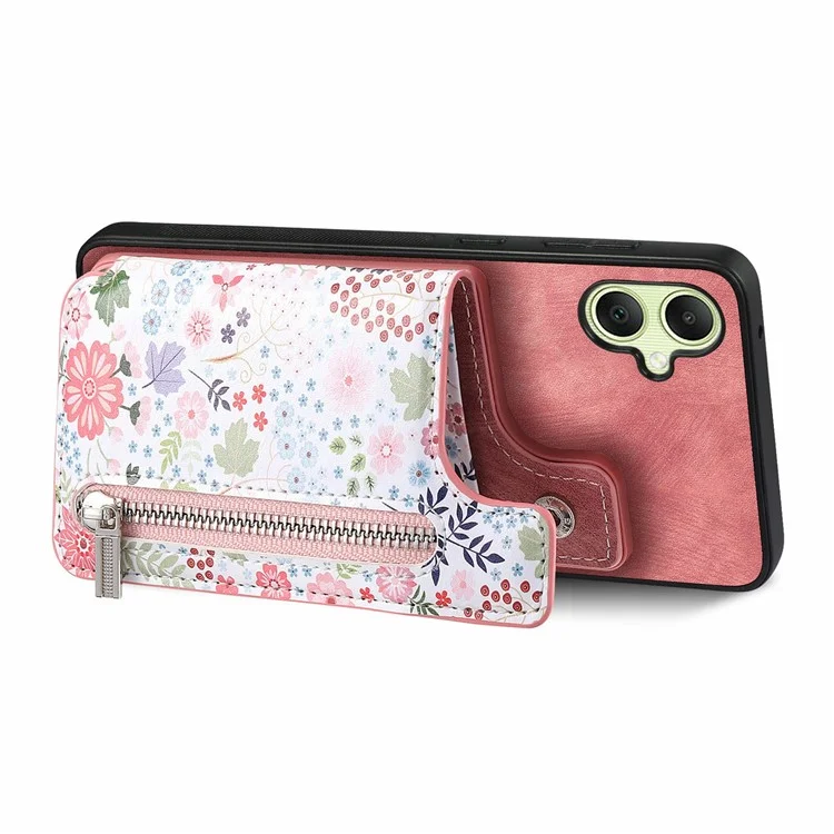 D10 Para Samsung Galaxy A06 Patrón de Estuche de Cuero de Billetera de Patada+tpu Telepubreña Bloqueo RFID RFID - Rosa