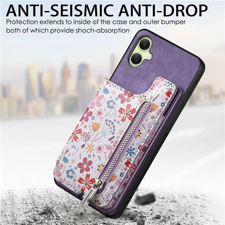 D10 Para Samsung Galaxy A06 Patrón de Estuche de Cuero de Billetera de Patada+tpu Telepubreña Bloqueo RFID RFID - Rosa