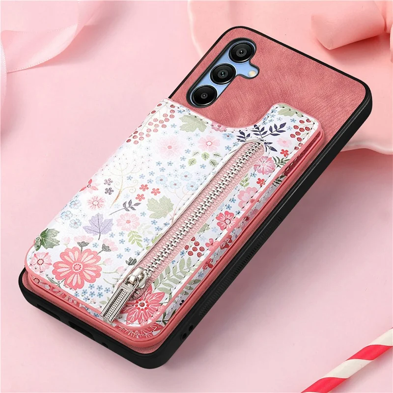 D10 Per Samsung Galaxy A16 Case 5G Caselet Wallet in Pelle di Portafoglio+copertura Telefonica Tpu Blocco RFID - Rosa