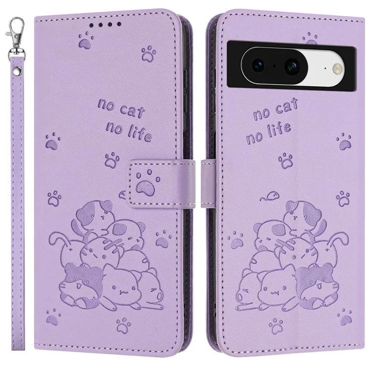 Yx-2402 Для Google Pixel 8 Case с Ремешками Для Ремня Кожа - Фиолетовый
