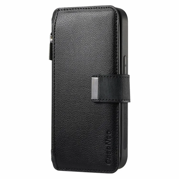 CASENEO MW-02 For Samsung Galaxy A06 4G Case Detachable Magnetic Leather Flip Phone Cover - Black