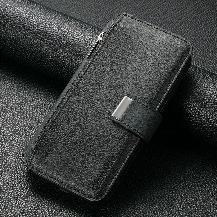 CASENEO MW-02 For Samsung Galaxy A06 4G Case Detachable Magnetic Leather Flip Phone Cover - Black