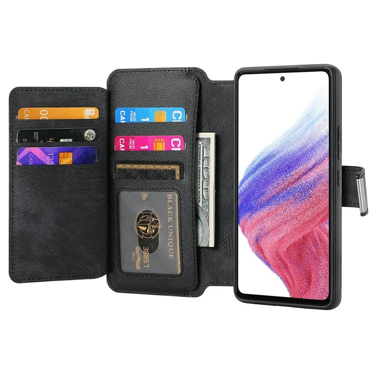 CASENEO MW-02 For Samsung Galaxy A06 4G Case Detachable Magnetic Leather Flip Phone Cover - Black