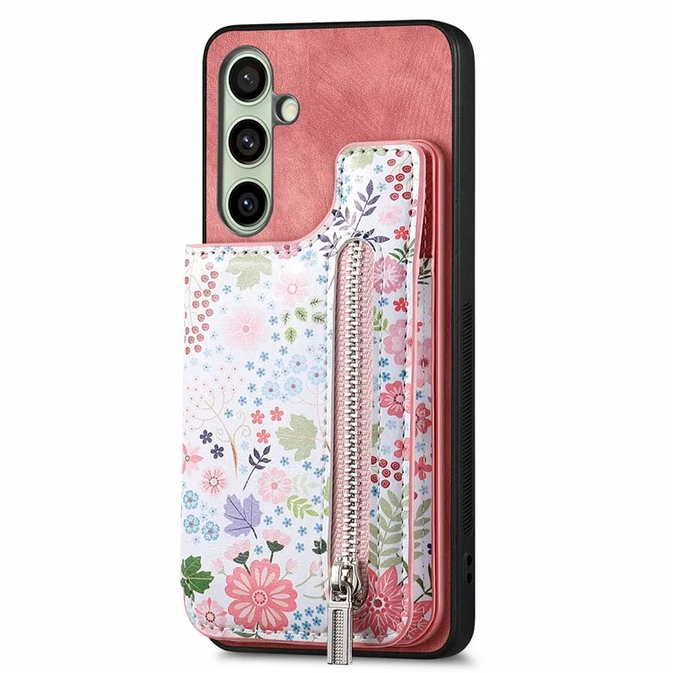 D10 Para Samsung Galaxy S24 fe Case Pattern Kickstand Leather+TPU Teléfono Cubierta RFID Bloqueo - Rosa