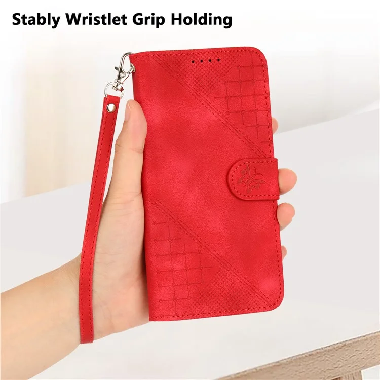 YX0080 For vivo V40e 5G / iQOO Z9s 5G Case Butterfly Imprint Leather Wallet Phone Cover - Red