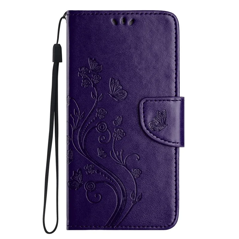 For Samsung Galaxy A16 5G / A16 4G Case Imprinted Mini Butterfly Leather Wallet Phone Cover - Dark Purple