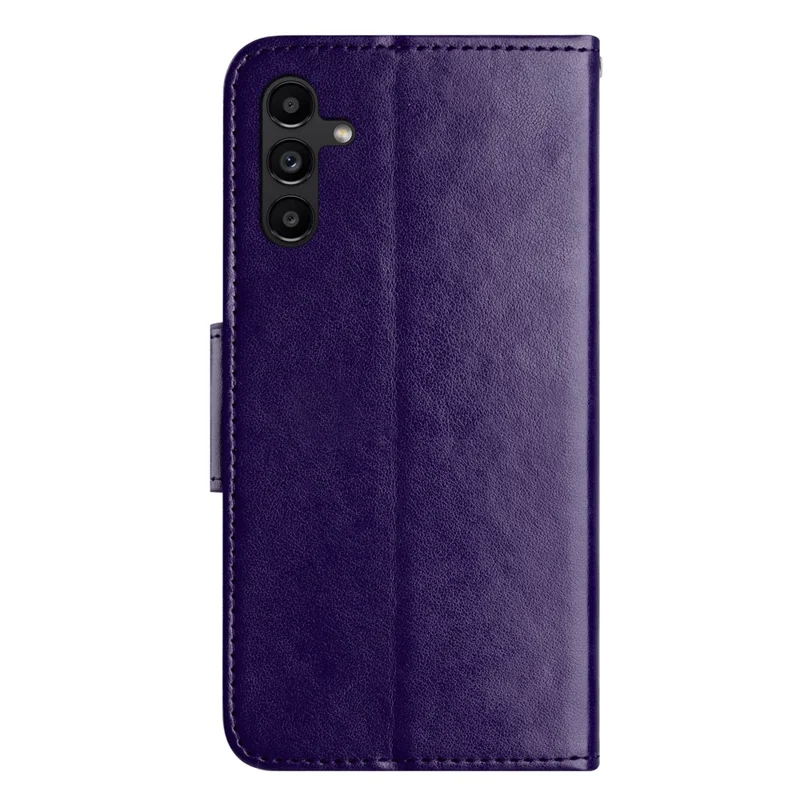 For Samsung Galaxy A16 5G / A16 4G Case Imprinted Mini Butterfly Leather Wallet Phone Cover - Dark Purple