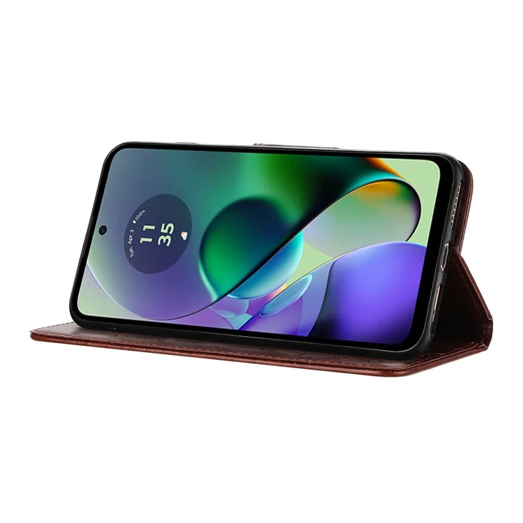 Для Motorola Moto G55 5G Case Imprinted Mini Butterfly Кожаная Кожаная Обложка Телефон - Коричневый