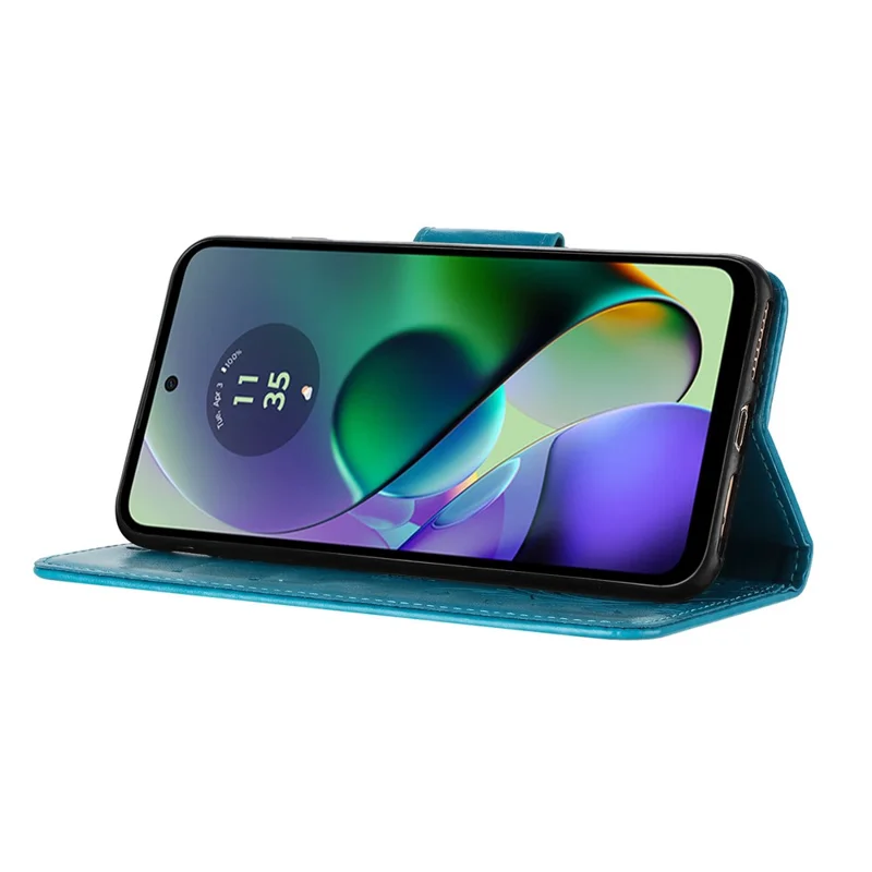 For Motorola Moto G55 5G Case Imprinted Mini Butterfly Leather Wallet Phone Cover - Blue