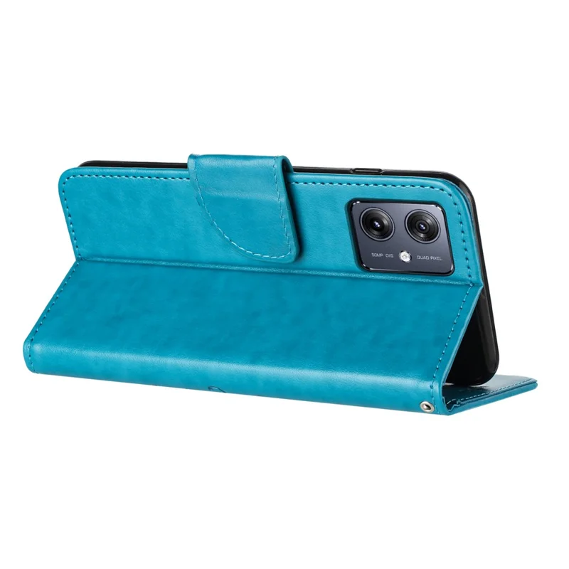 For Motorola Moto G55 5G Case Imprinted Mini Butterfly Leather Wallet Phone Cover - Blue