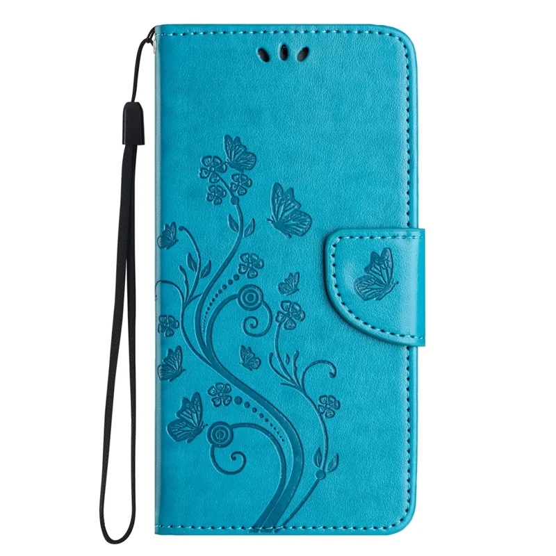 For Motorola Moto G55 5G Case Imprinted Mini Butterfly Leather Wallet Phone Cover - Blue