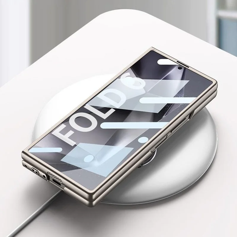 GKK For Samsung Galaxy Z Fold6 5G Case Tempered Glass Screen Film+Hard PC Phone Cover with Ring Holder, Finger Strap - Black