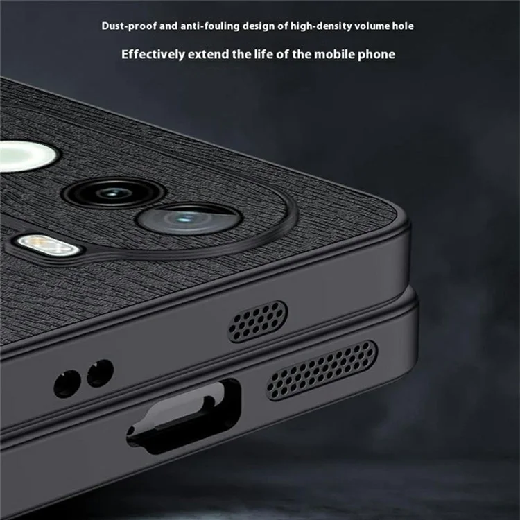 Per Vivo Iqoo Z9s 5g Case Texture Wood pe pc Rivestito in Pelle PC+TPU Cover - Nero