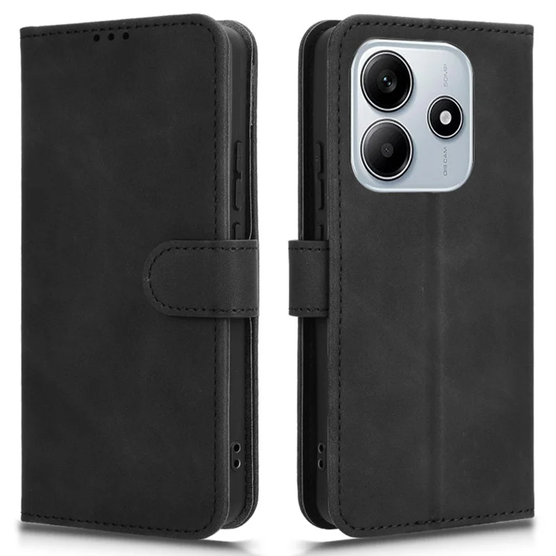 For Xiaomi Redmi Note 14 5G Leather Case Skin-Feel Anti-Drop Wallet Flip Phone Cover - Black