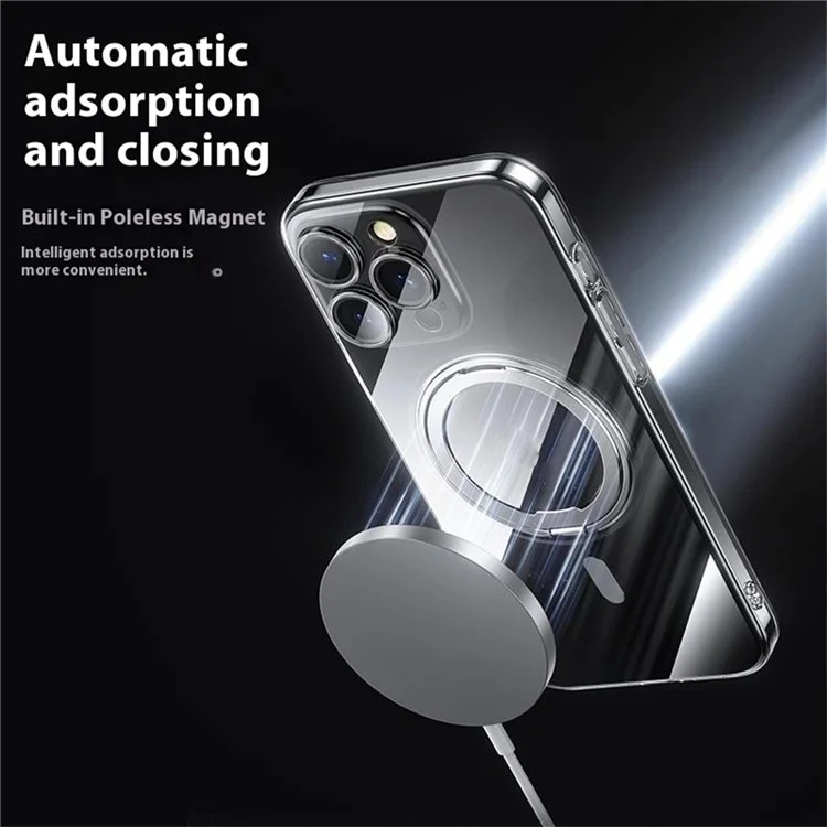 Pour L'iphone 16 Pro Case Compatible Avec Magsafe Kickstand pc + Tpu Téléphone Couverture Avec Film D'objectif - Noir