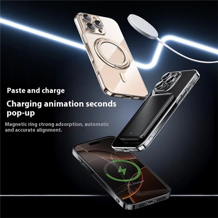 For iPhone 16 Pro Max Case Compatible with MagSafe Kickstand PC+TPU Phone Cover with Lens Film - Bronze