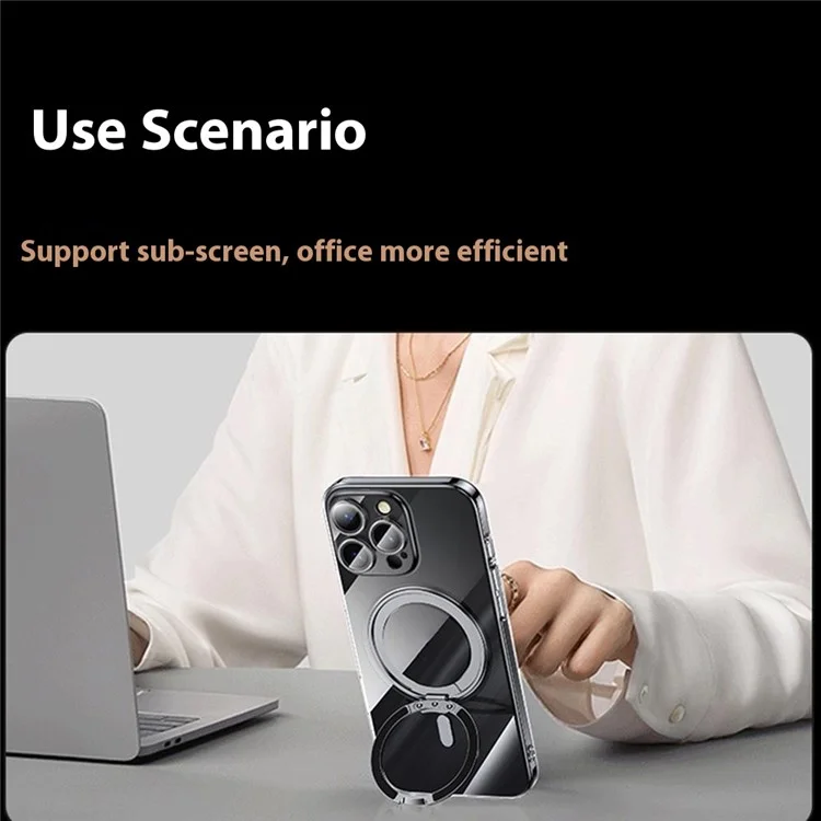 For iPhone 16 Pro Max Case Compatible with MagSafe Kickstand PC+TPU Phone Cover with Lens Film - Bronze