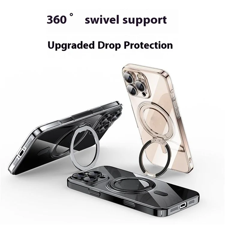 For iPhone 16 Pro Max Case Compatible with MagSafe Kickstand PC+TPU Phone Cover with Lens Film - Bronze