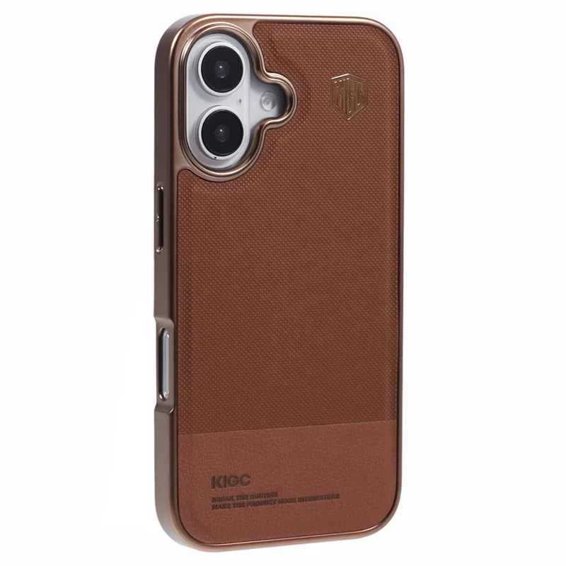 KIGC voor iPhone 16 hoesje PC+TPU+PU electroplating telefoonhoes - Titanium Gold