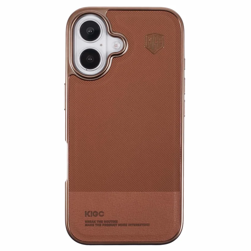 KIGC voor iPhone 16 hoesje PC+TPU+PU electroplating telefoonhoes - Titanium Gold