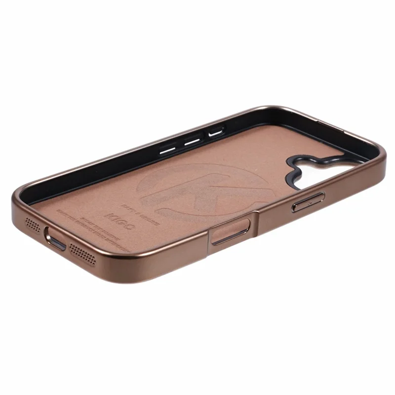 KIGC voor iPhone 16 hoesje PC+TPU+PU electroplating telefoonhoes - Titanium Gold