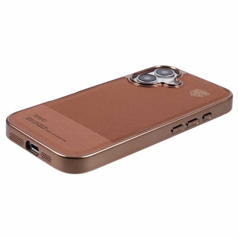 KIGC voor iPhone 16 hoesje PC+TPU+PU electroplating telefoonhoes - Titanium Gold