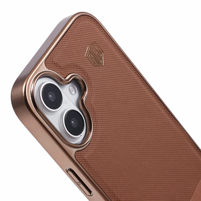 KIGC voor iPhone 16 hoesje PC+TPU+PU electroplating telefoonhoes - Titanium Gold