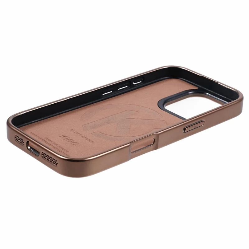 KIGC Para Iphone 16 Pro Case Compatível Com MagSafe PC+TPU+PU Eletroplating Teleful - Ouro de Titânio