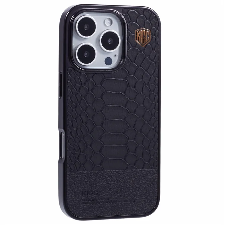 KIGC Для Iphone 16 Pro Case, Совместим с Magsafe Crocodile Texture Pu+pc+tpu. Обложка Телефона. - Черный