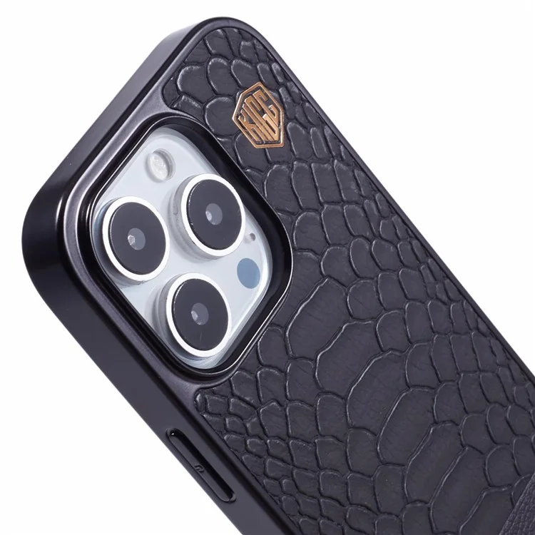 KIGC Для Iphone 16 Pro Case, Совместим с Magsafe Crocodile Texture Pu+pc+tpu. Обложка Телефона. - Черный