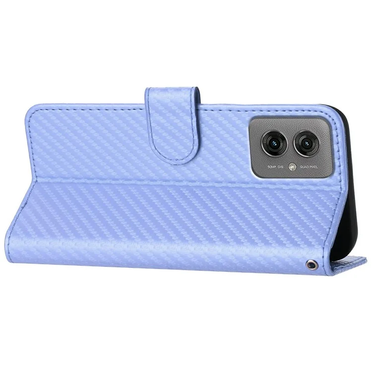 YX0070 For Motorola Moto G55 5G Wallet Case Carbon Fiber Texture Leather Cell Accessories Phone Cover - Light Purple
