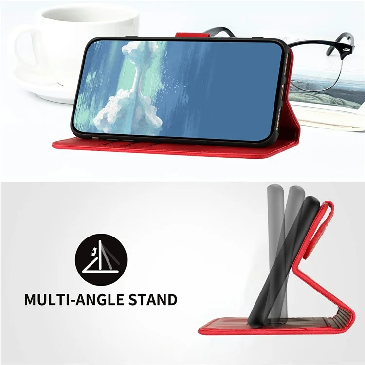 YX0040 Pour Motorola Moto G55 5G Case de Couverture de Téléphone en Cuir Modèle de Géométrie - Rouge