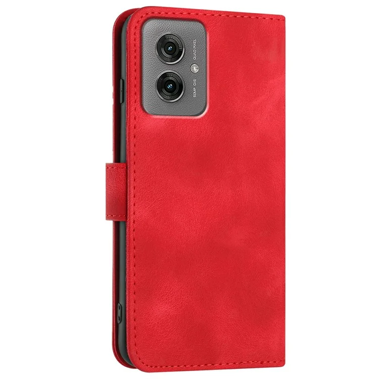 YX0040 Pour Motorola Moto G55 5G Case de Couverture de Téléphone en Cuir Modèle de Géométrie - Rouge
