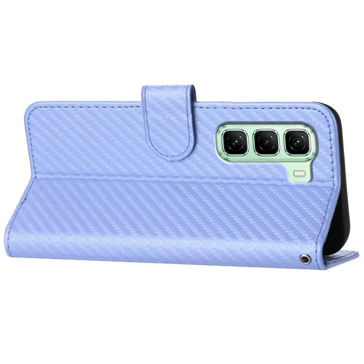 YX0070 For Infinix Hot 50 4G Wallet Case Carbon Fiber Texture Leather Cell Accessories Phone Cover - Light Purple
