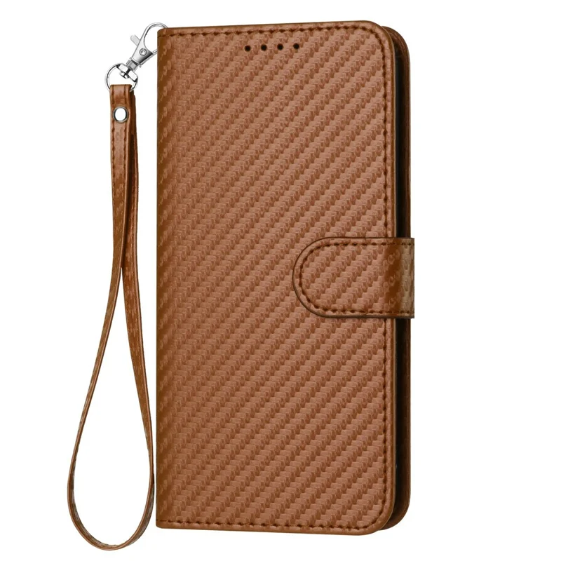 YX0070 For Infinix Hot 50 4G Wallet Case Carbon Fiber Texture Leather Cell Accessories Phone Cover - Coffee