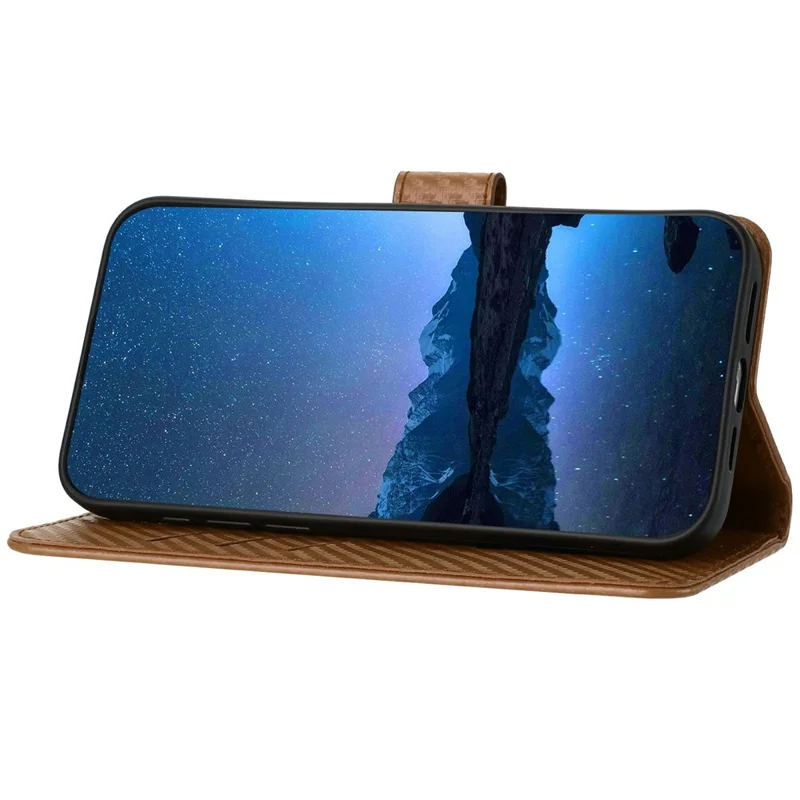 YX0070 For Infinix Hot 50 4G Wallet Case Carbon Fiber Texture Leather Cell Accessories Phone Cover - Coffee