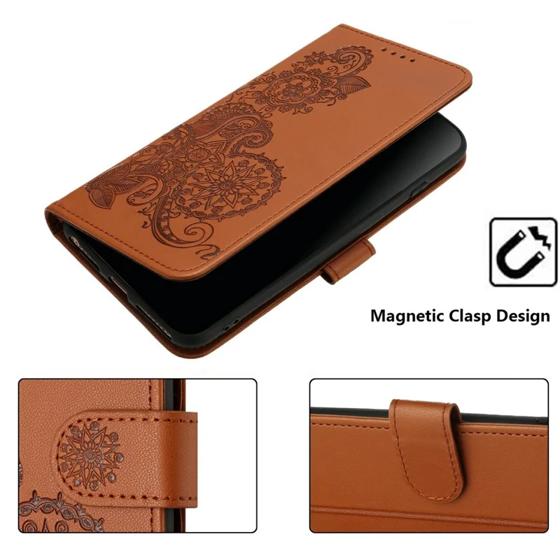 YX0050 Pour Infinix Hot 50 5G Couverture de Pepelle de Pepelle de Cuir Mandala Mandala - Café
