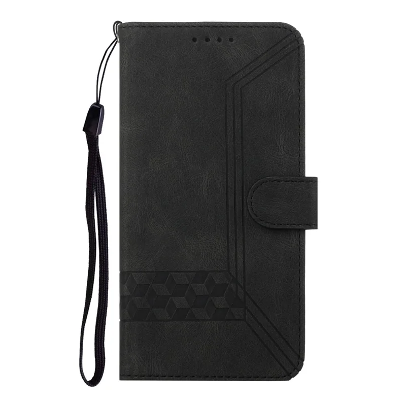 Serie YX0010 Para Infinix Hot 50 5G Case de Billetera Líneas de Rombos de Cuero Tapa Del Teléfono - Negro