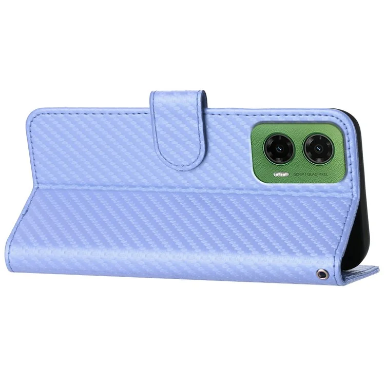 YX0070 For Motorola Moto G35 5G Wallet Case Carbon Fiber Texture Leather Cell Accessories Phone Cover - Light Purple