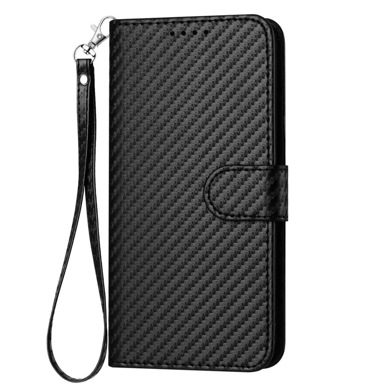 YX0070 Para Motorola Moto G35 5G Case de Billetera Textura de Fibra de Carbono Accesorios de Celda de Cuero Tapa Del Teléfono - Negro