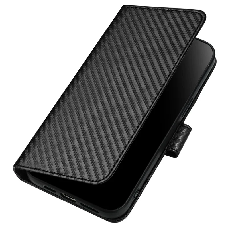 YX0070 Para Motorola Moto G35 5G Case de Billetera Textura de Fibra de Carbono Accesorios de Celda de Cuero Tapa Del Teléfono - Negro