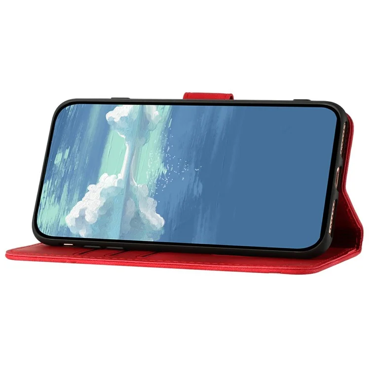 YX0040 Pour Motorola Moto G35 5G Case de Couverture de Téléphone en Cuir Modèle de Géométrie - Rouge