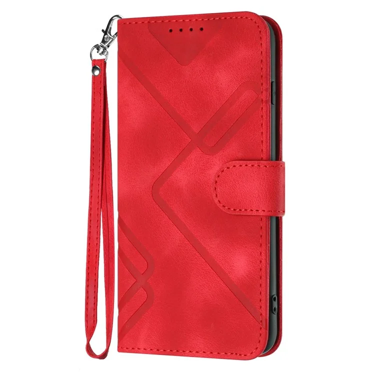 YX0040 Pour Motorola Moto G35 5G Case de Couverture de Téléphone en Cuir Modèle de Géométrie - Rouge