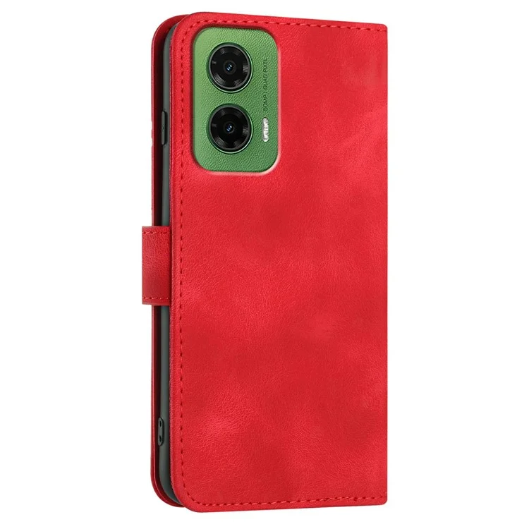YX0040 Pour Motorola Moto G35 5G Case de Couverture de Téléphone en Cuir Modèle de Géométrie - Rouge
