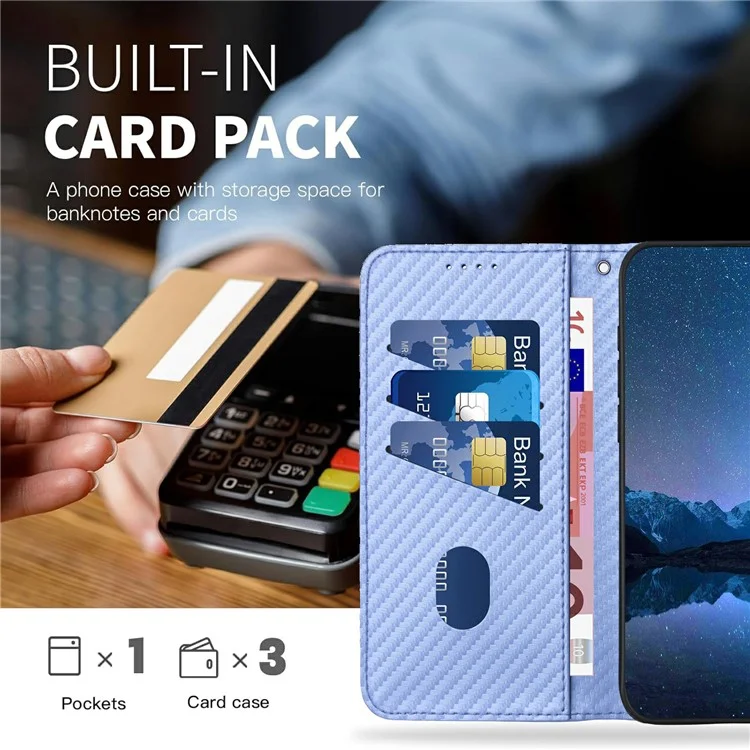 YX0070 For Infinix Hot 50i 5G / Smart 9 4G Wallet Case Carbon Fiber Texture Leather Cell Accessories Phone Cover - Light Purple
