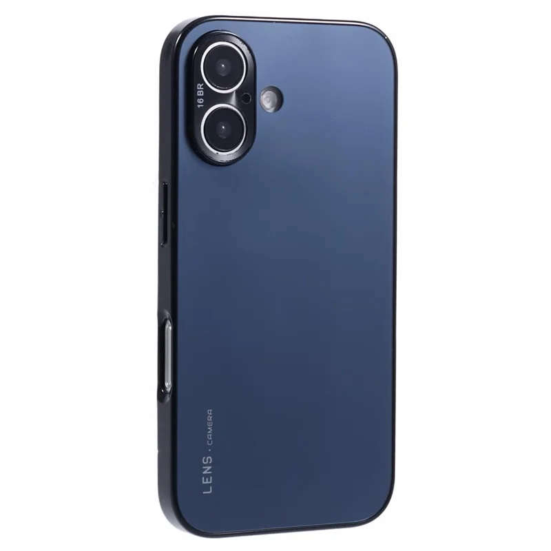 For iPhone 16 Case Acrylic+TPU+Metal Anti-Scratch Phone Cover with Electroplating Frame - Black